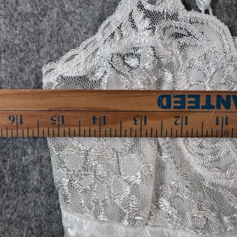 Vtg Cinema Etoile Lingerie White Lace Nightgown Bridal Satin Slip Chemise Small
